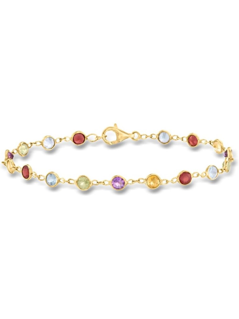 Stunning 4.30 ct. Bezel-Set Multi-Gemstone Bracelet in 18kt Gold Over Sterling